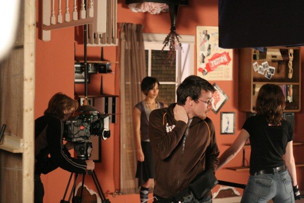 On the set of Upside-Down Girl